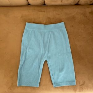 Stretchy Ribbed Teal Spandex Biker Shorts Zara